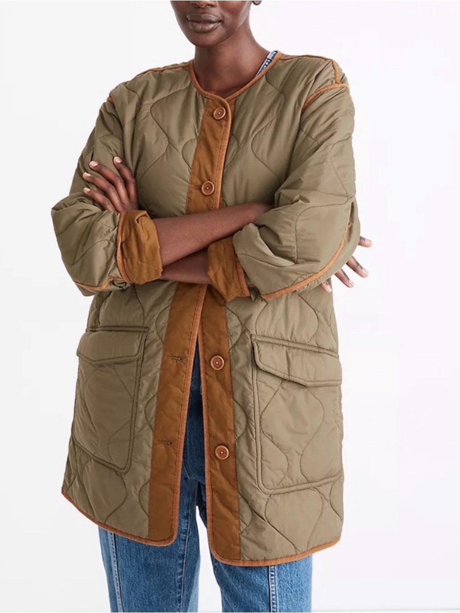 Madewell Reversible Quilted Longline Puffer